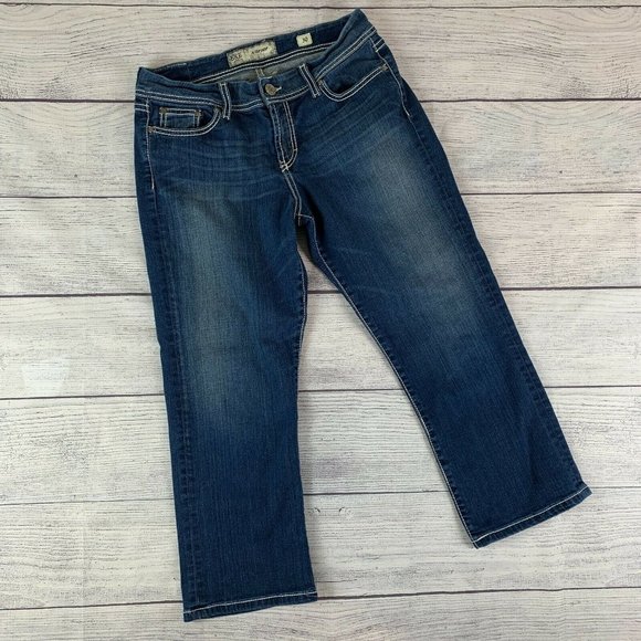BKE Denim - BKE 30 Capri Jeans Harper Dark Wash Thick Stitch Inseam 24.5" Stretch